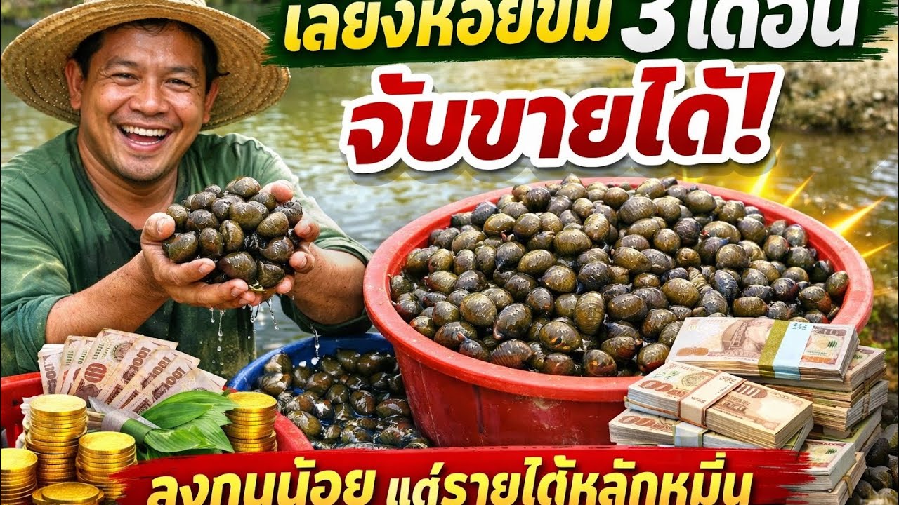 เลี้ยงหอยขม 3 เดือนจับขายได้ ลงทุนน้อยแต่รายได้หลักหมื่น