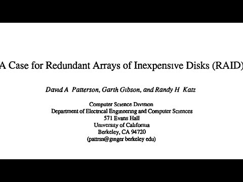 Read a paper: A case for redundant arrays of inexpensive disks (RAID)