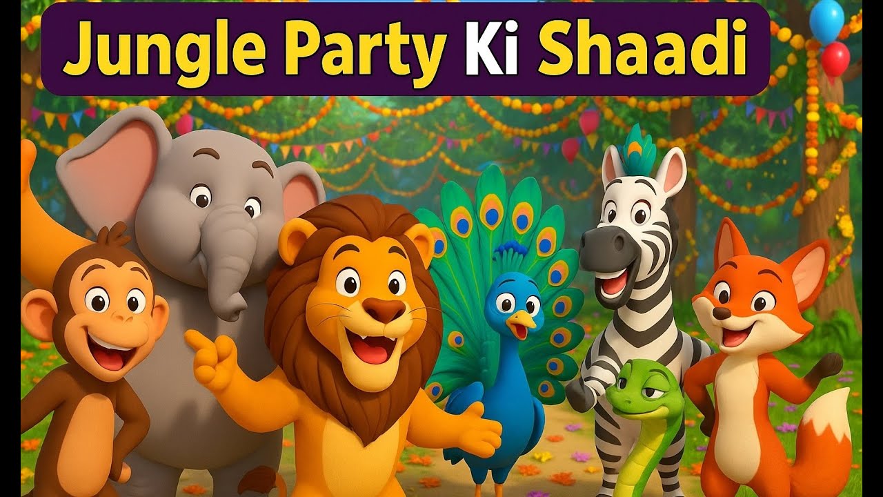 Jungle Party Ki Shaadi 🐯🦌 | Funny Animal Wedding Rhyme | Kids Hindi Cartoon Song