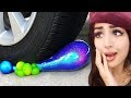 ODDLY SATISFYING Tire Crushing Crunchy & Soft Things By Car! (Slime, Floral Foam)