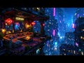 Lofi Ambient – Cozy Balcony Overlooking a Neon Cyberpunk City Rain | Focus & Sleep Beats | 4K