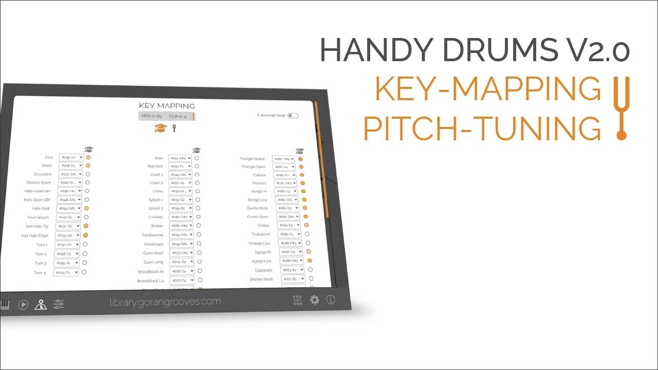 Handy Drums v2.0 : Key-Mapping & Pitch-Tuning