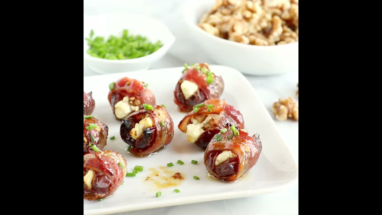 Bacon Wrapped Dates with Goat Cheese - YouTube