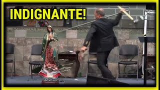 PASTOR DESTROZA IMAGEN de La VIRGEN de Guadalupe Con un Hacha y Causa Indignación