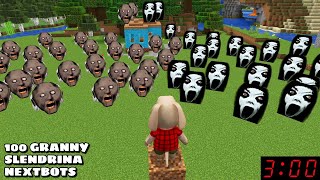 100 GRANNY AND SLENDRINA NEXTBOTS ARE CHASING US in Minecraft - Gameplay - Coffin Meme