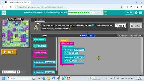 Lesson 18 Conditionals in Minecraft Voyage Aquatic 12  Express Course  code org  #Coding #Gmaing #We