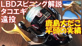 【大ダコ用スピニング解説】鹿島沖大だこ実績！タコエギ遠投でタコ釣り竿頭を狙え！LBD（レバーブレーキ付き）スピニングリールの使用法解説！