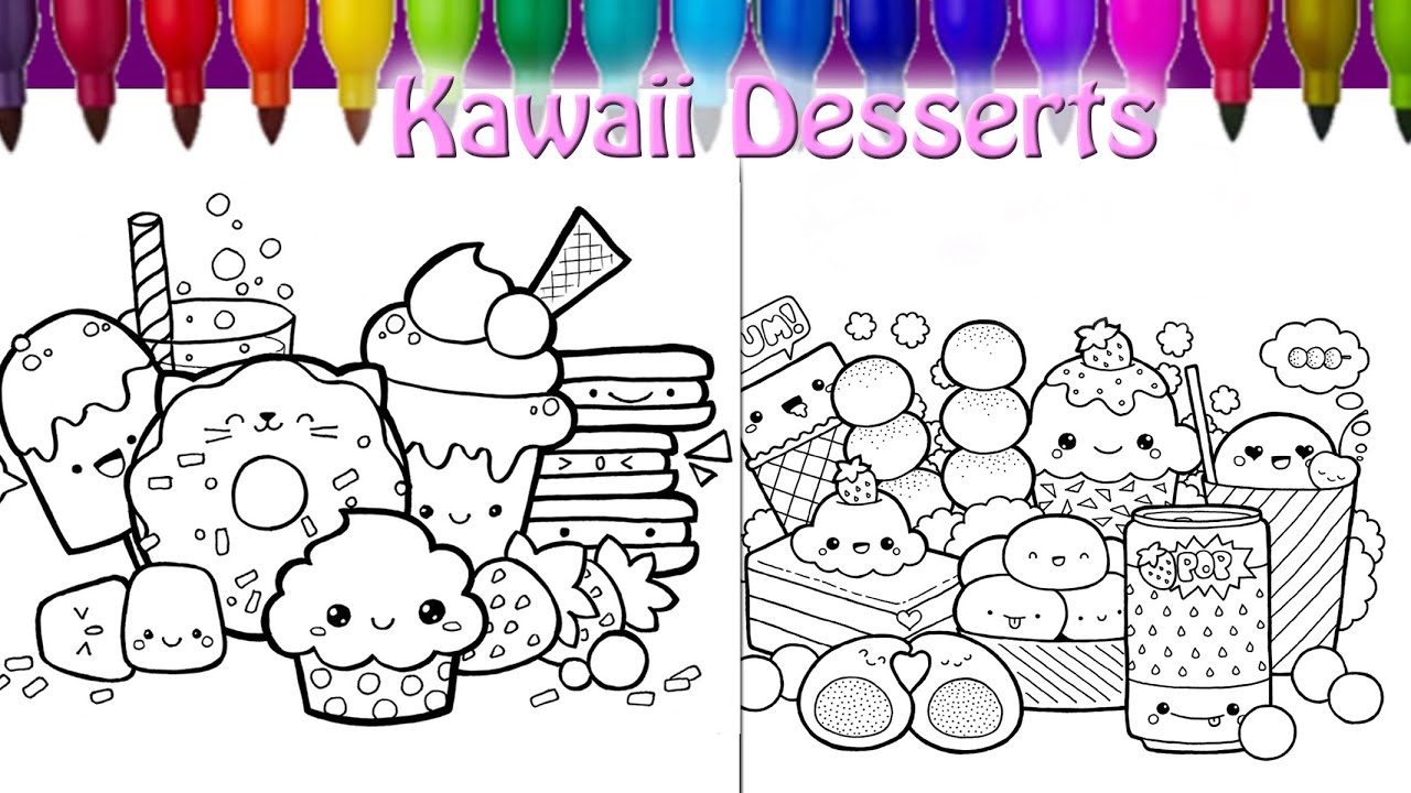 CUTE FOOD COLORING PAGE   Coloring Kawaii Food   Coloring Cute ...
