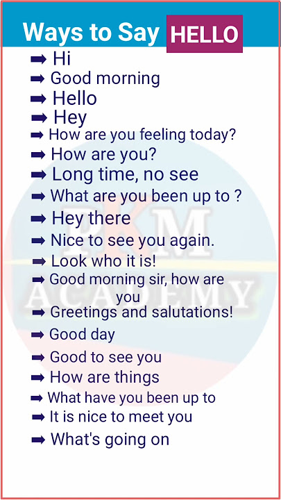 Ways to Say Hello || other ways to say hello || hello in different ways  || hi