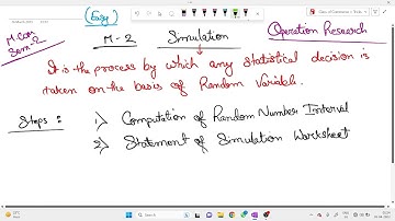 Simulation (Part-1) Operation Research M.Com Sem 2 CU | Calcutta University