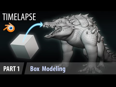3D Creature Crocorilla Modeling Timelapse / PART 1 / Box Modeling
