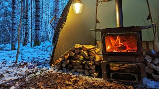 Hot Tent Camping  Warm and Cozy inside