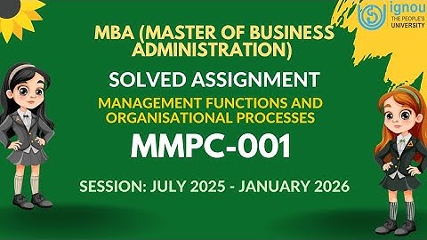 MMPC-001 MBA Solved Assignment 2025-2026 | IGNOU MBA 1st Semester Assignment Solution 2k25 Video