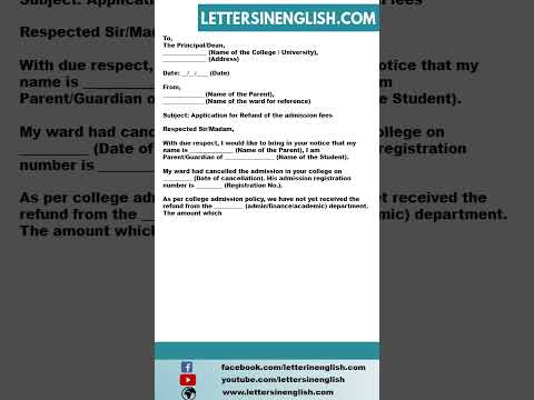 Request Letter to College for Refund of Admission Fees