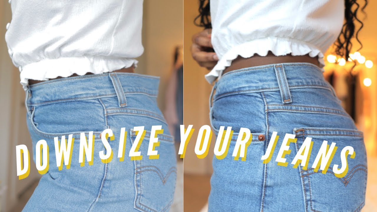 How to Easily Downsize The Waist in Jeans| No Sewing or Elastic Needed ...
