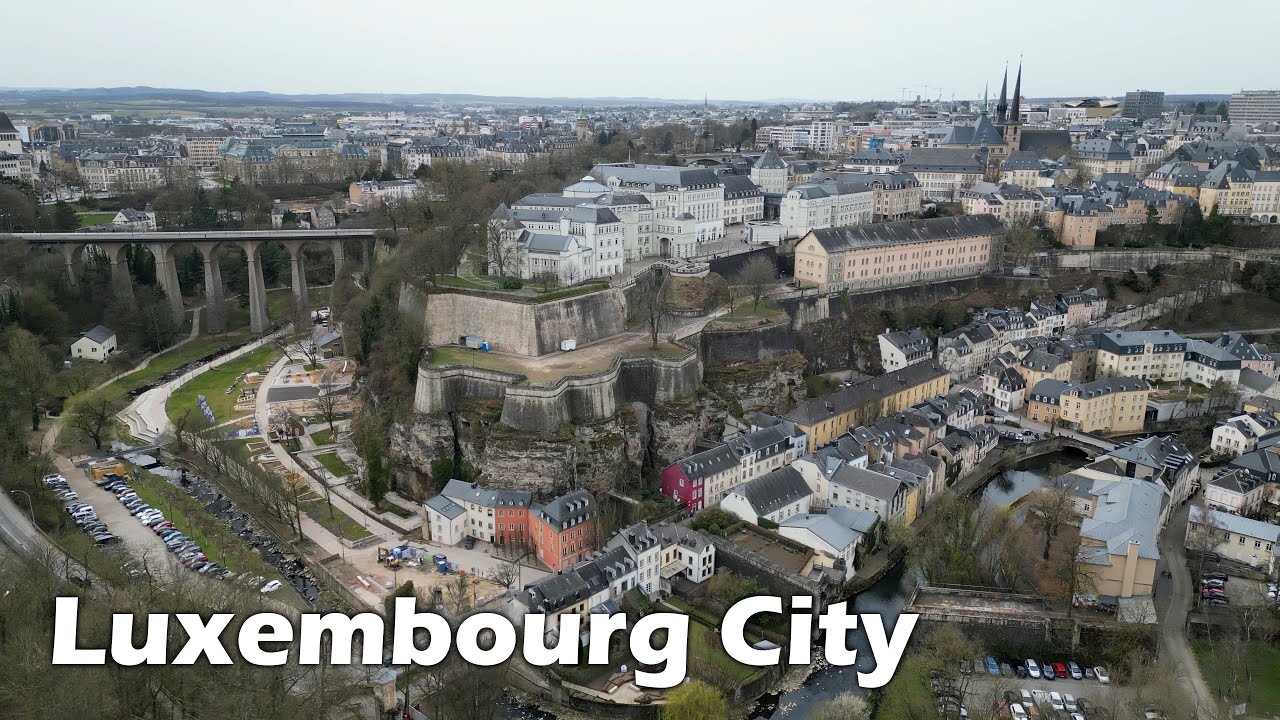 Flying over Luxembourg City center
