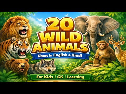 20 Wild Animals Name in English and Hindi | जंगली जानवरों के नाम | Kids ...