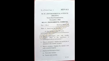 MEV-013: ENVIRONMENTAL CHEMISTRY | December 2023 | IGNOU #ignouexam2023 #shorts #December2023 #exam