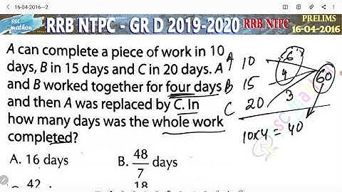 A can complete a piece of work in 10 days B in 15 days and C in 20 days A and B work together for 4