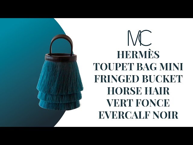 Hermes Toupet Bag Mini Fringed Bucket Horse Hair Vert Fonce Evercalf Noir •  MIGHTYCHIC • 