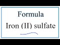Understanding Iron II Sulfate Properties