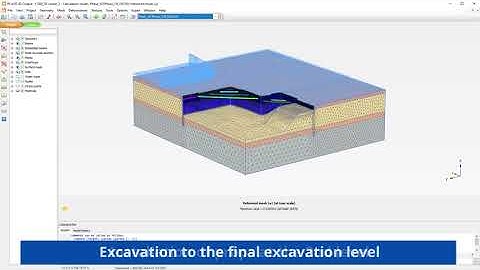 Plaxis 3D model of a corner of large excavation