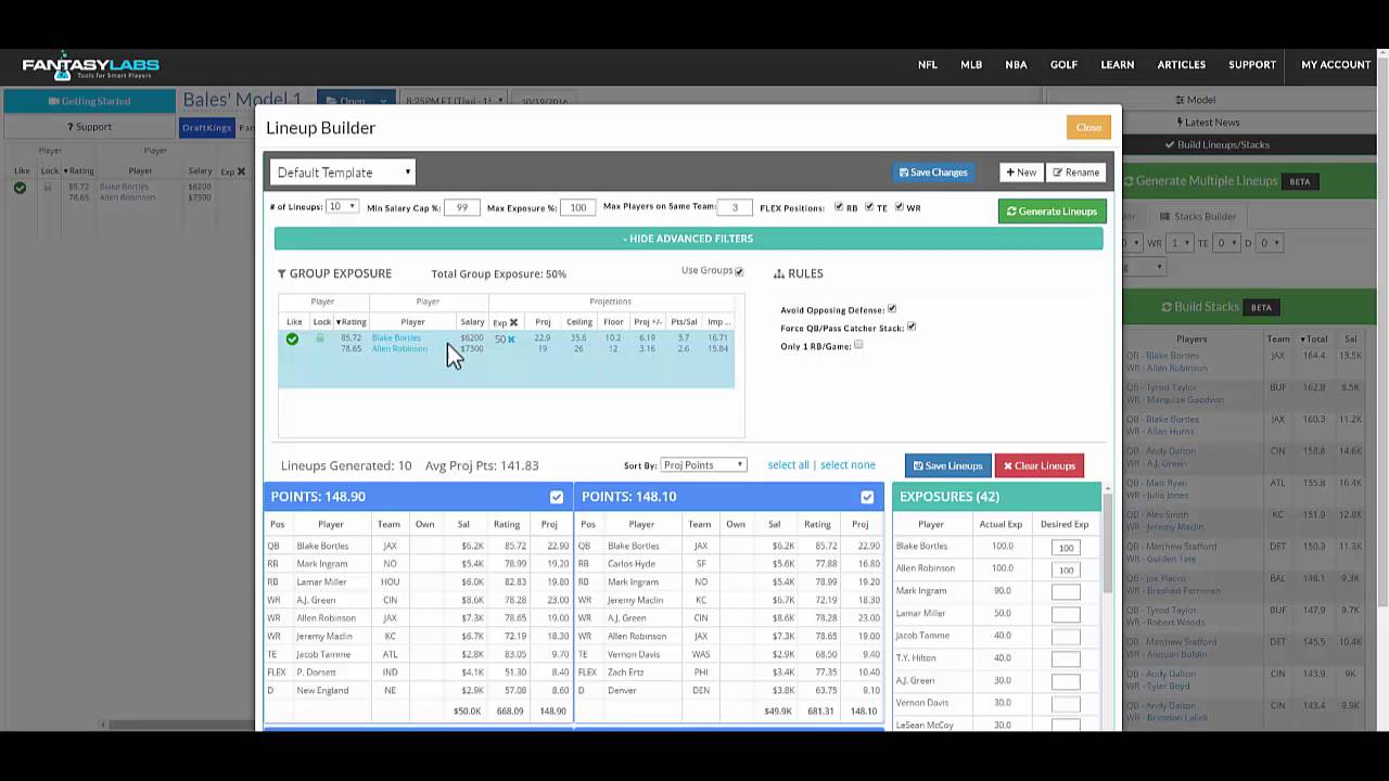 FantasyLabs Player Models: My Groups Tutorial