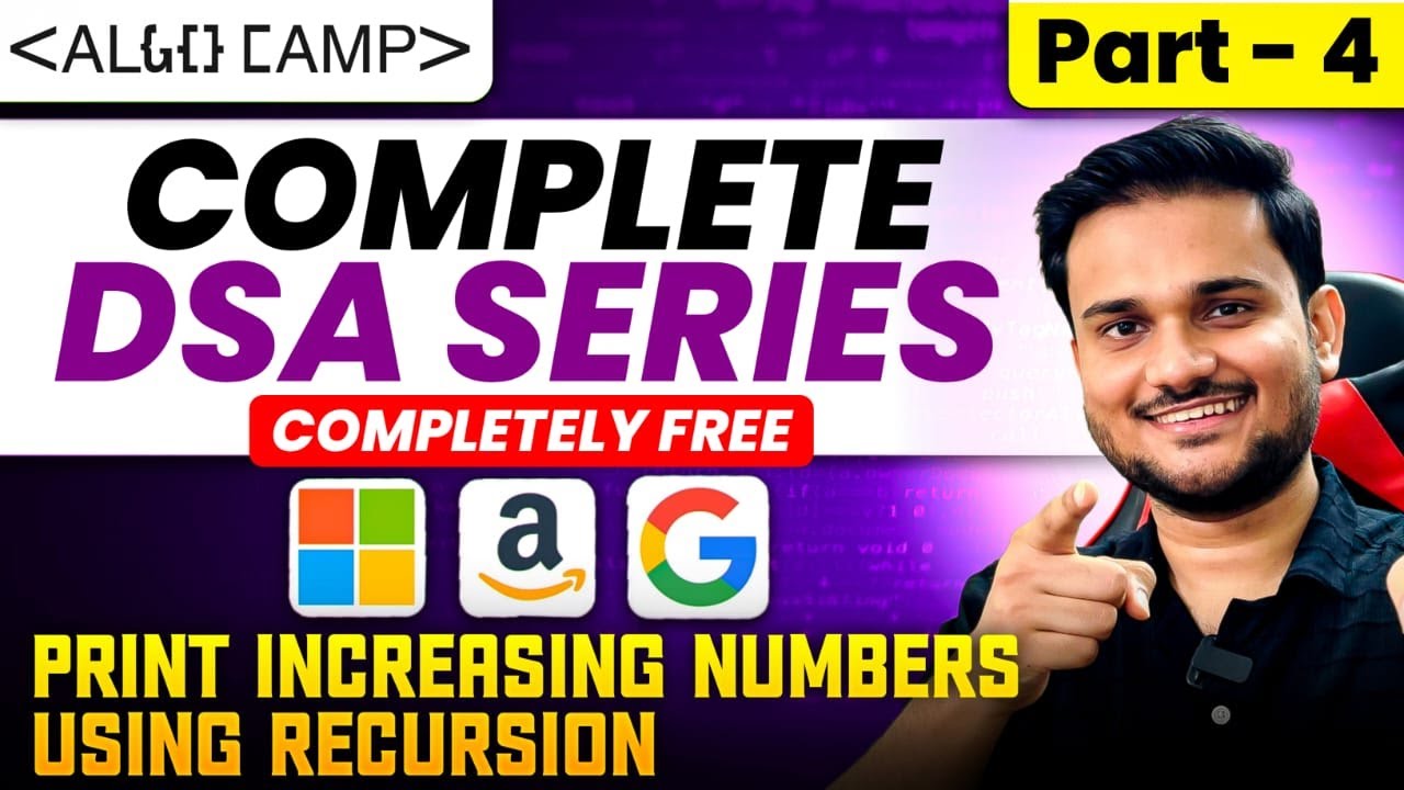 Print Increasing Numbers Using Recursion | Recursion Series Part 4 ...