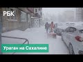 Ураганный ветер и снегопады отрезали Сахалин от материка. Видео