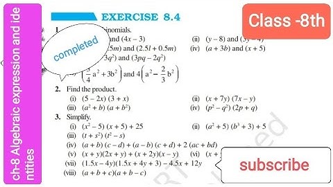 Algebraic expression and identities chapter -8|Ex-8.4(Q-2, i,ii, iii &iv)|Class-8 Maths|CBSE 2024-25