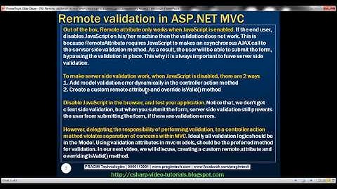 Part 90   Remote validation in mvc when javascript is disabled