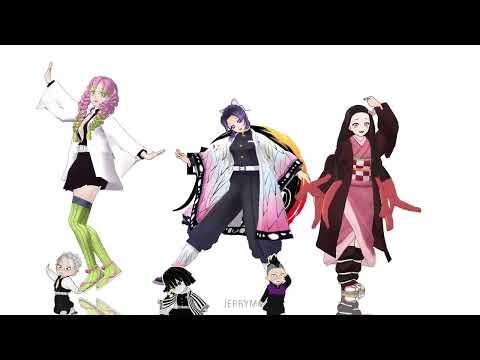 鬼滅のMMD　ねずこ、恋柱、蟲柱