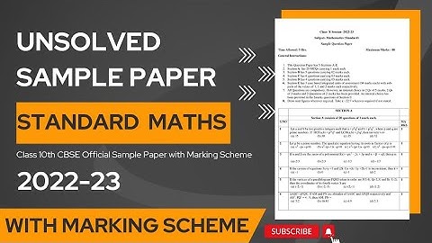 Cbse Class 10 Mathematics(Standard) Sample Question Paper 2022-23 With Marking Scheme