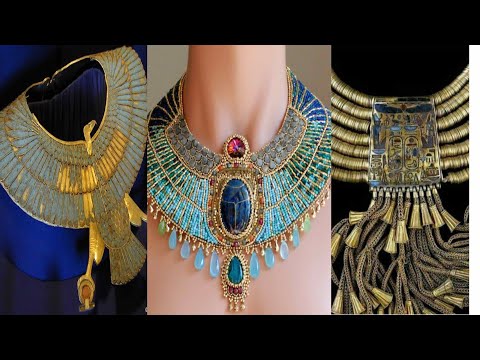 Egyptian Gold 19TCW Precious Gemstone Necklace & Bracelet Set