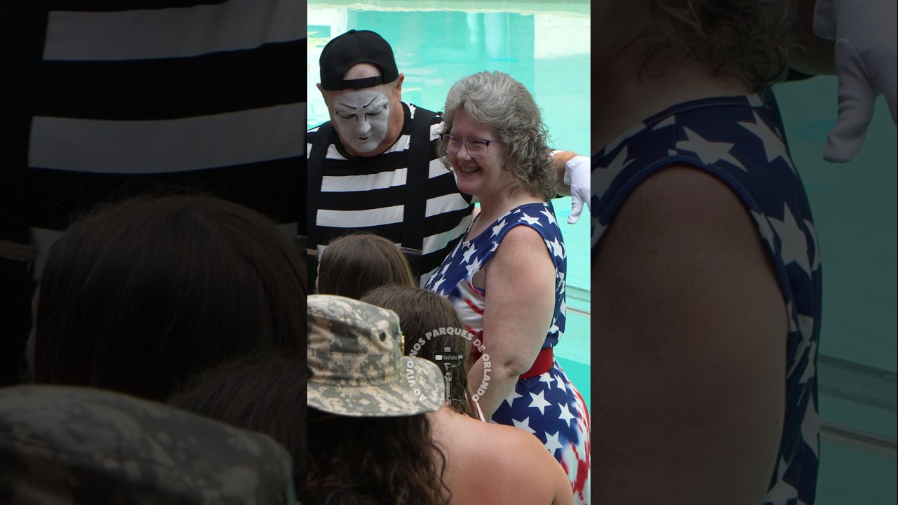 Tom o mímico bateu palmas para o vestido patriota desta mulher 👏👏😂🤣 #tomthemime #seaworldmime