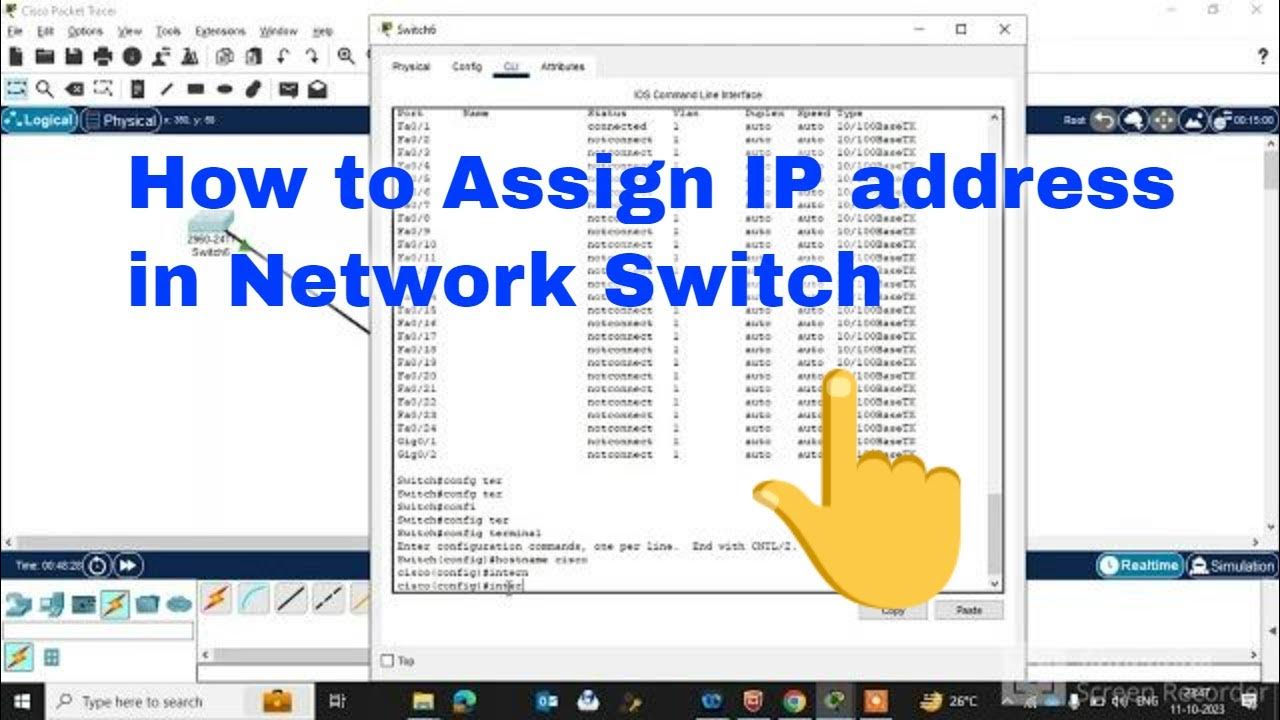 How to configure switch ip address in cisco packet tracer youtube