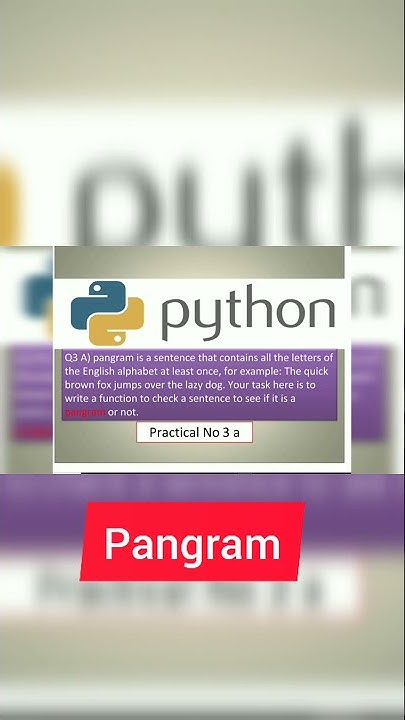 #shorts #pangram in #python #practical - YouTube