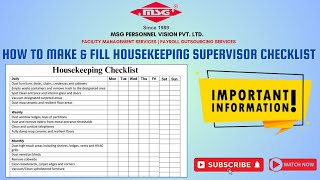 Housekeeping Supervisor Checklist | How To Fill Supervisor Checklist