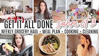 DAY IN THE LIFE OF A STAY AT HOME MOM OF 3 \/\/ WEEKLY GROCERY HAUL + MEAL PLAN \/\/ CLEAN WITH ME