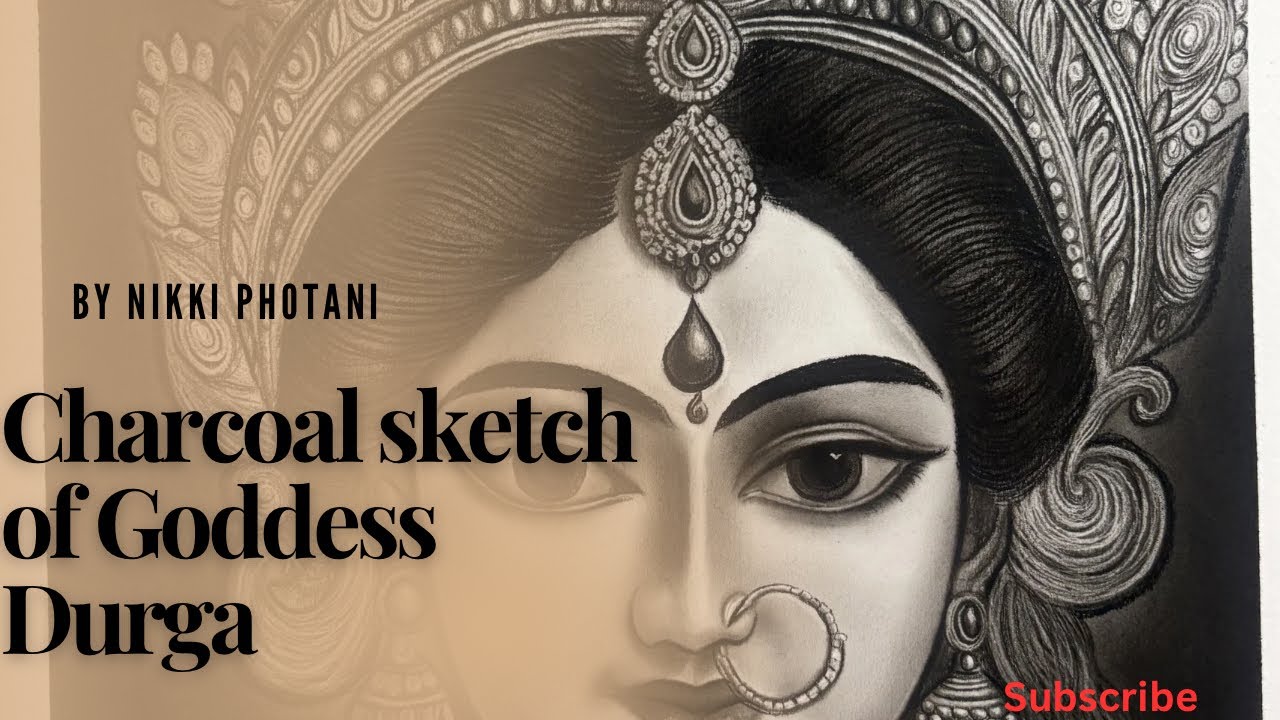 Charcoal sketch of maa Durga !! 