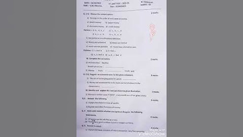 Practice paper for 1Unit test 2022-23 mark..25 commerce🐞 11th standard student economic