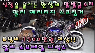 판매완료!! 할리 헤리티지 스프링거 환상의 말발굽 소리 감상하겠습니다!! 엔진쪽, 타이어 소모품 올 교체!! & 할리 소프테일 디럭스 튜닝비 1500만원이상 #연산동빠박이