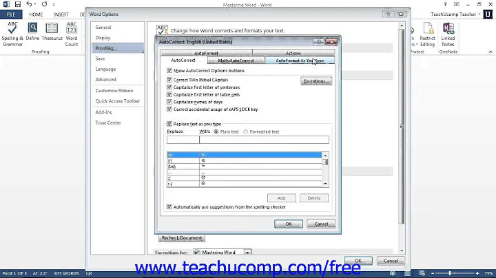 Word 2013 Tutorial Setting Default Proofing Options Microsoft Training Lesson 4.2