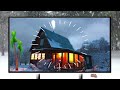 A strong storm in the forest and snow falling on the house with the soun...