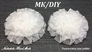 Воздушный школьный праздничный бант. МК/DIY. Flowers from ribbons.