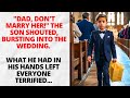 At the time of the wedding a boy interrupted and what he had in his hands