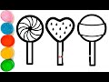 How To Draw a Lollipop Drawing | Lollipop Candy Drawing For Kids | Watermelon Lollipop Drawing