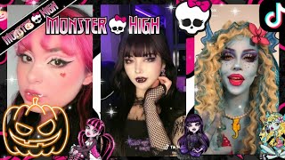 Monster high tiktoks videos🖤💀| makeup tutorial + outfits | Halloween tiktoks🎃👻🖇🖤💀💗