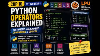 Python Operators Explained: Arithmetic, Assignment, Comparison & Logical | Python CDP | 10