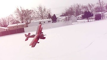 RC Biplane with snow ski